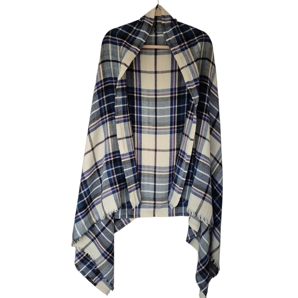 Banana Republic Tartan Plaid Thin Wool Blanket Scarf Shawl Wrap